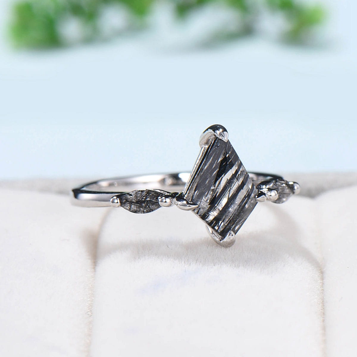 Natural Black Tourmaline Sterling Ring - Cast a Stone